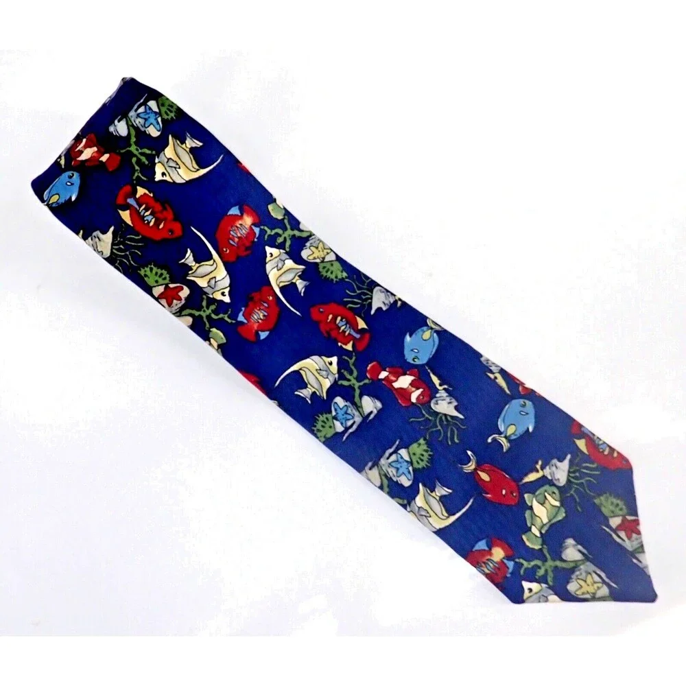 Tropical Ocean Reef Fish Blue Men's Neck Tie 53